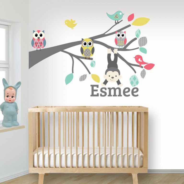 thumbnail: HGDESIGN Muursticker 'Ronde Dikke Vogels Op Tak' - Schattig, Verwijderbaar, Voor Kinderkamer Of Woonkamer - PVC Materiaal