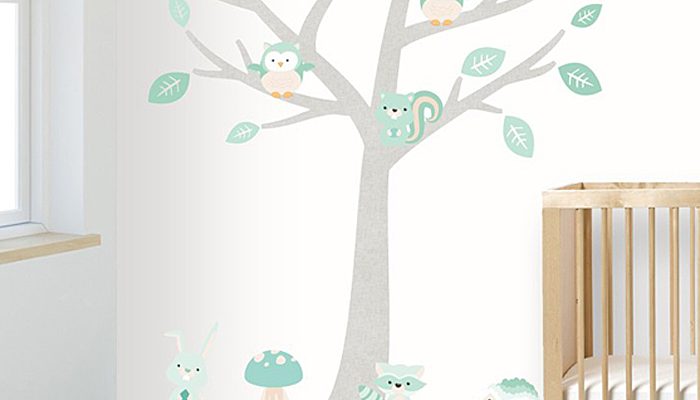 babykamer muursticker, bomen muurstickers